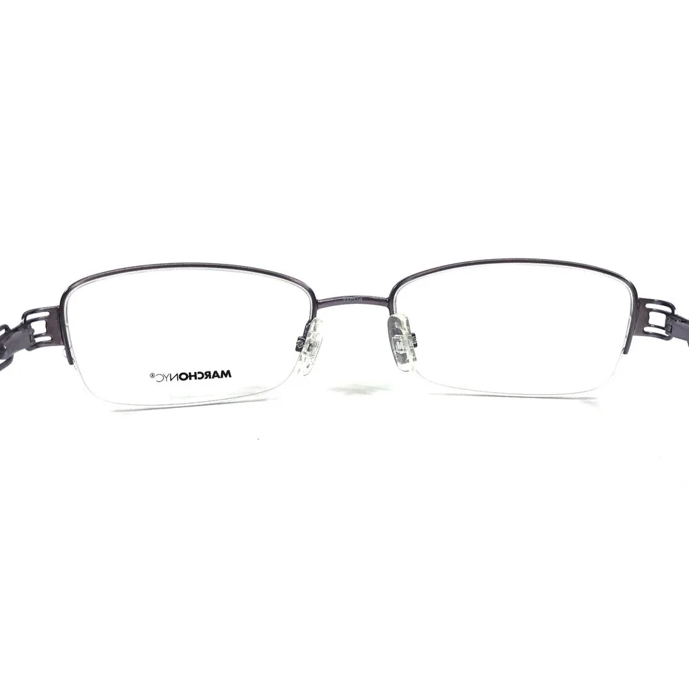 Marchon NYC Eyeglasses Frames M166 010 Purple Gray Rectangle Half Rim 51-18-135